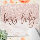 Boss Lady Roos Gold Marble Blush Pink Faux Glitter Muismat