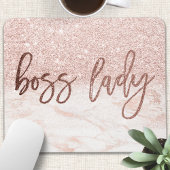 Boss Lady Roos Gold Marble Blush Pink Faux Glitter Muismat
