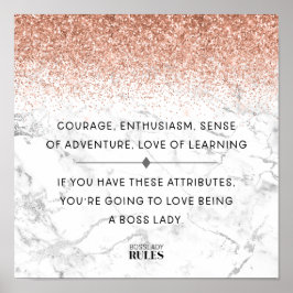 Boss Lady Roos Gold Marble Motivatie Quote Poster