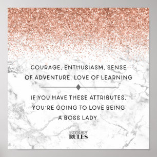 Boss Lady Roos Gold Marble Motivatie Quote Poster