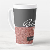 Boss Lady Roos Goud Roze Glitter Gepersonaliseerd Latte Mok (Linkerhoek)