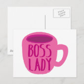 Boss Lady Roze Coffee Cup Briefkaart (Voorkant / Achterkant)