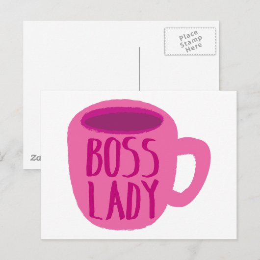 Boss Lady Roze Coffee Cup Briefkaart (Voorkant / Achterkant)