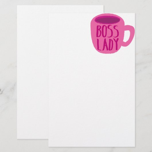 Boss Lady Roze Coffee Cup Briefpapier (Voorkant / Achterkant)
