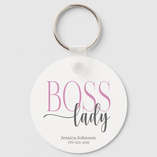 Boss Lady Roze en Grijs Natuurlijk Sleutelhanger (Voorkant)