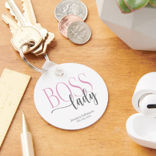 Boss Lady Roze en Grijs Natuurlijk Sleutelhanger
