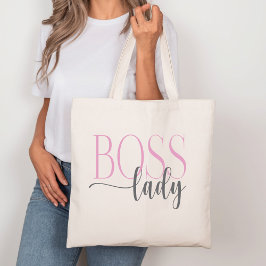 Boss Lady Roze en Grijs Natuurlijk Tote Bag