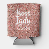 Boss Lady Roze Rose Gouden Glitter Sparkle Custom Blikjeskoeler (Voorkant)