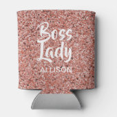 Boss Lady Roze Rose Gouden Glitter Sparkle Custom Blikjeskoeler (Achterkant)