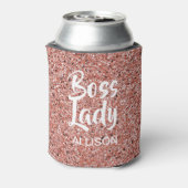 Boss Lady Roze Rose Gouden Glitter Sparkle Custom Blikjeskoeler (Blikje Achterkant)