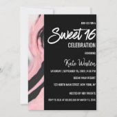 Boss Lady Roze Zwart Geschilderd Marmer Sweet 16 Kaart (Voorkant)
