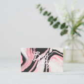 Boss Lady Roze Zwart Geschilderd Marmer Visitekaartje (Staand voorkant)