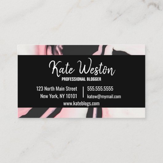 Boss Lady Roze Zwart Geschilderd Marmer Visitekaartje (Achterkant)