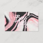 Boss Lady Roze Zwart Geschilderd Marmer Visitekaartje (Voorkant)
