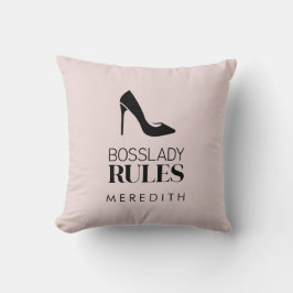 Boss Lady Rules Stiletto Logo Blush Kussen