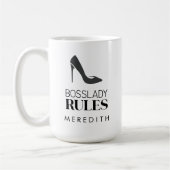 Boss Lady Rules Stiletto Logo Gepersonaliseerd Koffiemok (Links)