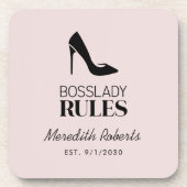 Boss Lady Stiletto Logo Blush gepersonaliseerd Bier Onderzetter (Voorkant)