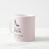 Boss Lady Stiletto Logo Blush gepersonaliseerd Koffiemok (Voorkant links)