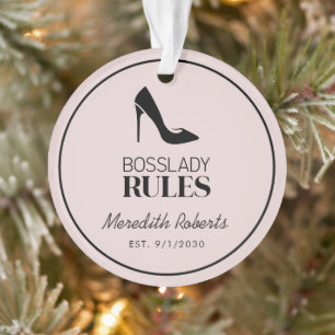 Boss Lady Stiletto Logo Blush gepersonaliseerd Ornament
