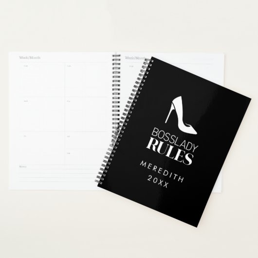 Boss Lady Stiletto Logo Zwart Wit Planner (Display)