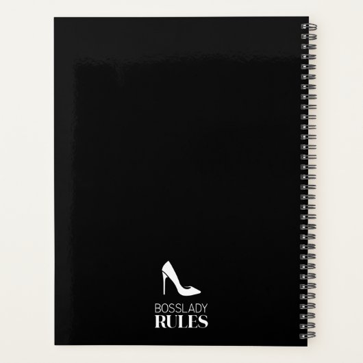 Boss Lady Stiletto Logo Zwart Wit Planner (Achterkant)