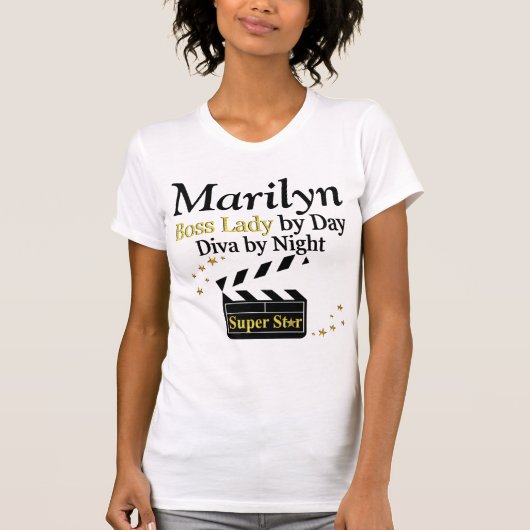 BOSS LADY SUPER STAR GEPERSONALISEERD T-SHIRT (Voorkant)