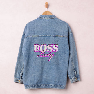 Boss Lady Wit En Roze Logo Denim Jas Jacket