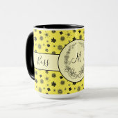Boss Lady Yellow Black Monogram Ringer 15oz Mok (Voorkant links)