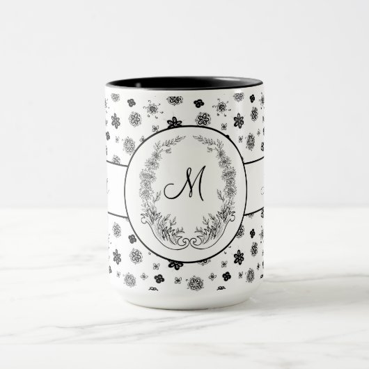 Boss Lady Zwart Monogram Ringer 15oz Mok (Midden)