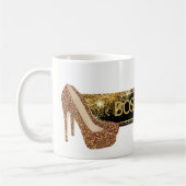 Boss Lady | Zwarte kristallijne zwarte kristallen  Koffiemok (Links)