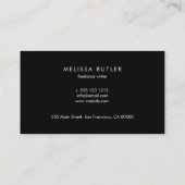 Boss Luxe Minimalist Professioneel Zwart Wit Visitekaartje (Achterkant)