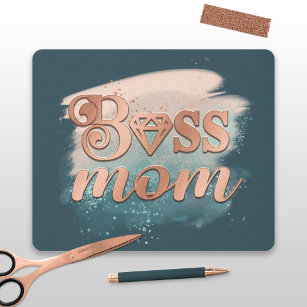 Boss Ma Trendy Copper Blauwgroen Waterverf Typogra Muismat