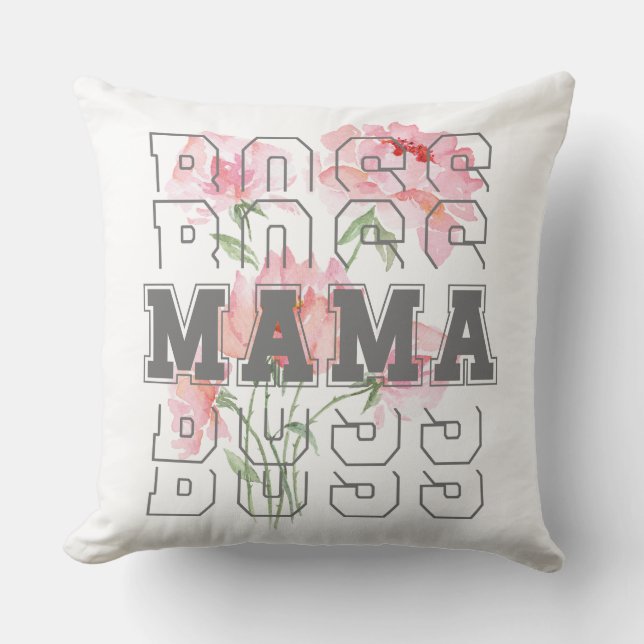 Boss MAMA l Happy moederdag floral Waterverf Kussen (Voorkant)