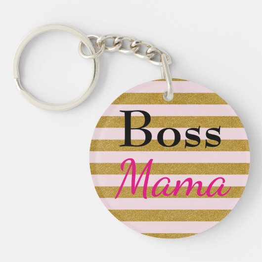 Boss Mama Striped Sleutelhanger (Voorkant)