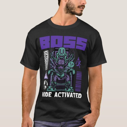 Boss Mode geactiveerd grafisch T-shirt (Voorkant)