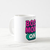 Boss Mode On Mok – Motivatie koffiebeker voor Hus (Voorkant links)