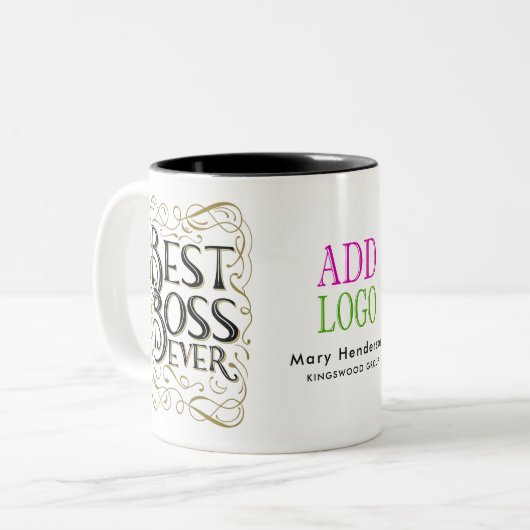 BOSS-MOK - DANK JE BOSS beste baas ooit Tweekleurige Koffiemok (Voorkant links)