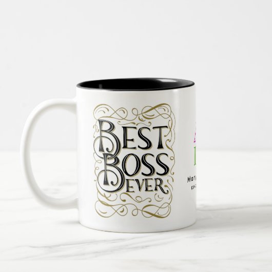 BOSS-MOK - DANK JE BOSS beste baas ooit Tweekleurige Koffiemok (Links)