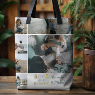 Boss Mom Energie Plaid Fotocollage Tote Bag