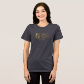 Boss Moms Club Elegante gouden tekst Tri-Blend Shirt (Voorkant volledig)