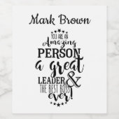 Boss offerte Appreciation fun Wijnlabel Custom Wijn Etiket (Enkel label)