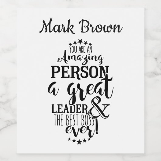 Boss offerte Appreciation fun Wijnlabel Custom Wijn Etiket (Enkel label)