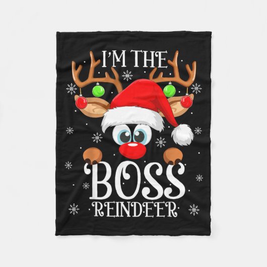 Boss Reindeer Christmas Family Matching Group Funn Fleece Deken (Voorkant)