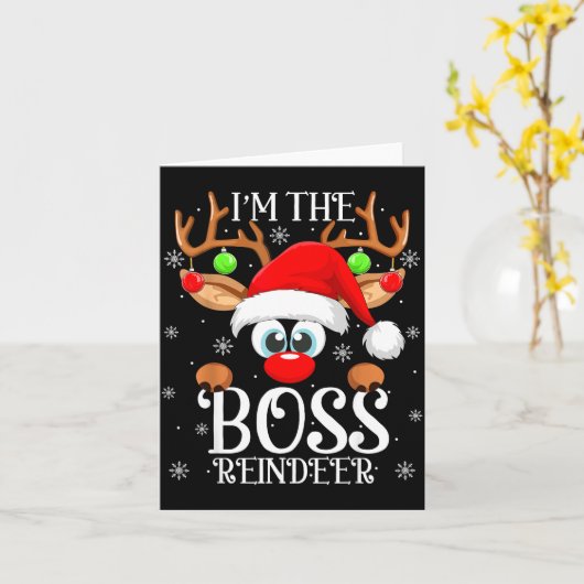 Boss Reindeer Christmas Family Matching Group Funn Kaart (Gele Bloem)