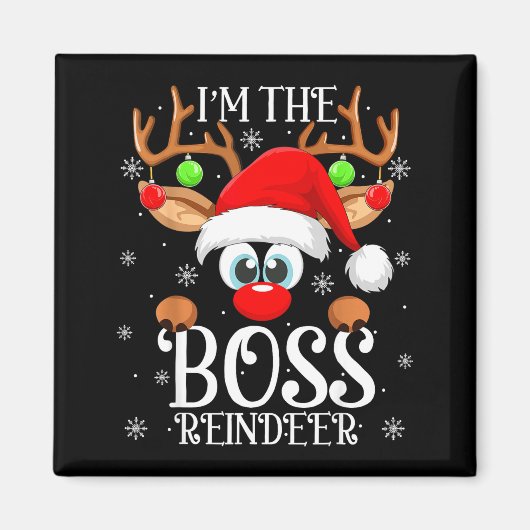 Boss Reindeer Christmas Family Matching Group Funn Magneet (Voorkant)