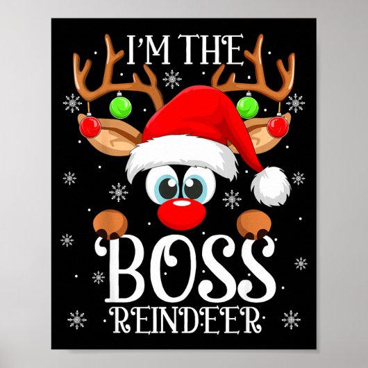 Boss Reindeer Christmas Family Matching Group Funn Poster (Voorkant)