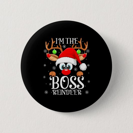 Boss Reindeer Christmas Family Matching Group Funn Ronde Button 5,7 Cm (Voorkant)