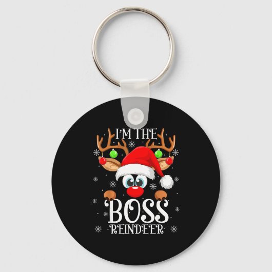 Boss Reindeer Christmas Family Matching Group Funn Sleutelhanger (Voorkant)