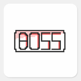 "BOSS" Retro font Vierkante Sticker