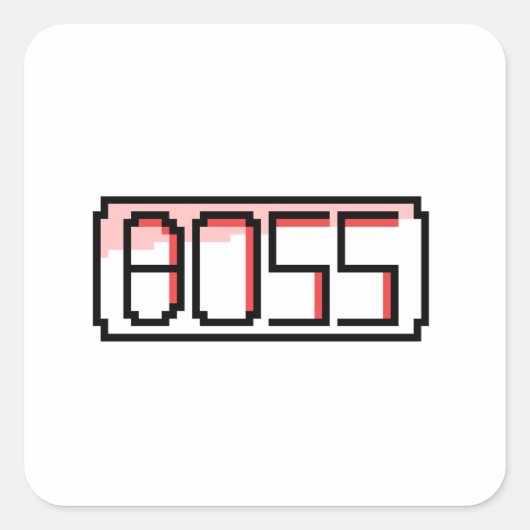 "BOSS" Retro font Vierkante Sticker (Voorkant)
